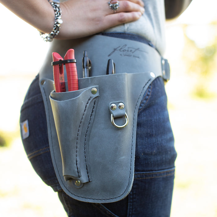 Close up of Floret’s grey right-handed tool belt  